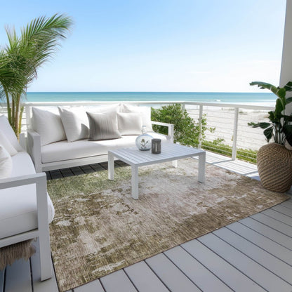 LOOMLAN Rugs Adiva Brown Washable Indoor-Outdoor Rug