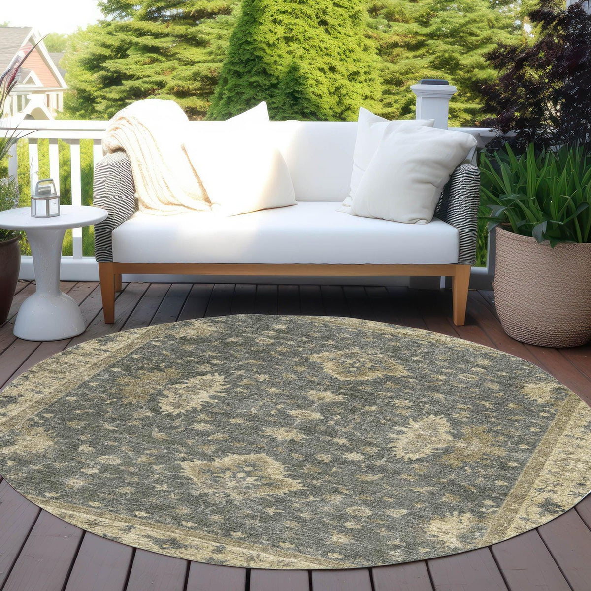 Iriaris Gray Washable Indoor-Outdoor Rug