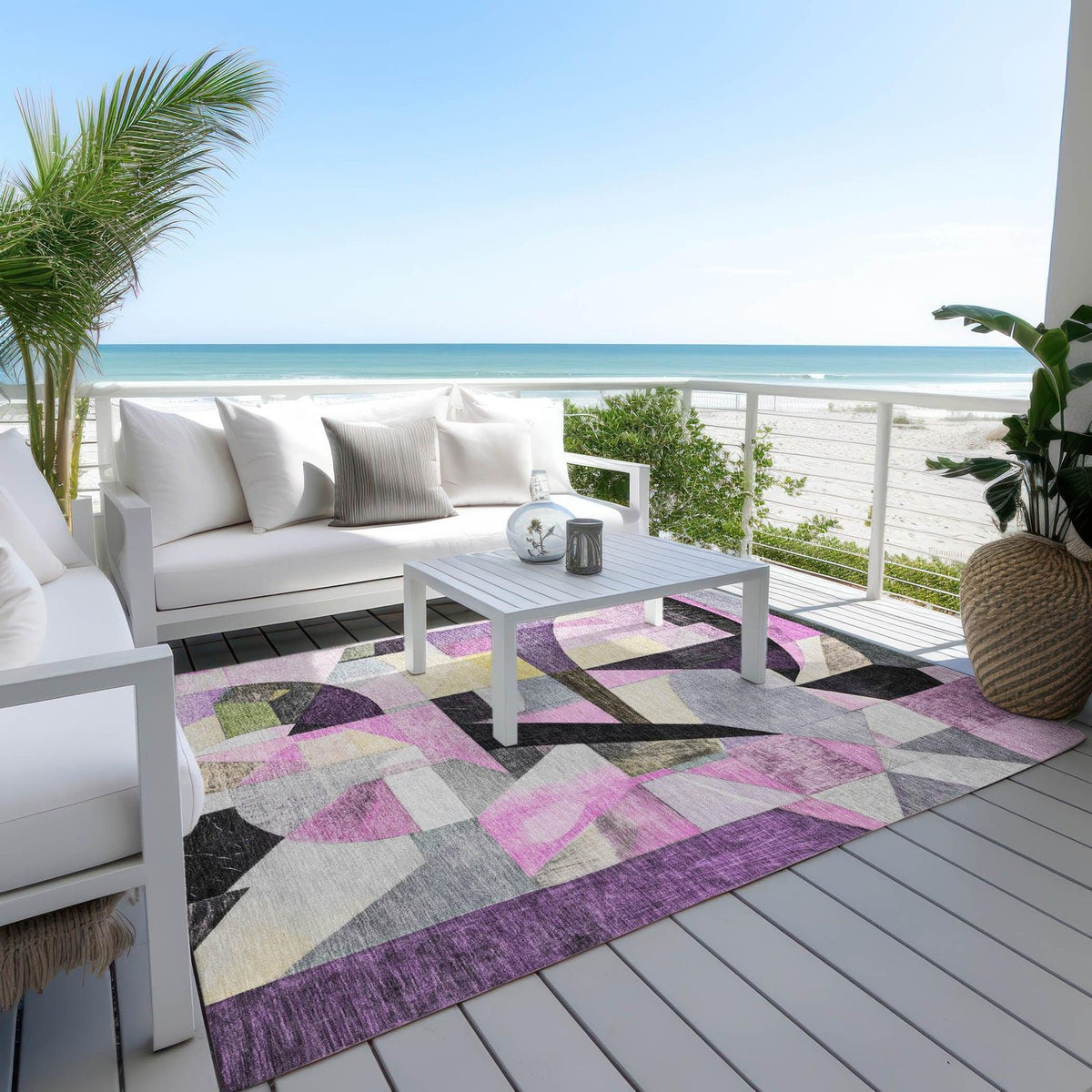 Jaelira Purple Washable Indoor-Outdoor Rug -- purple