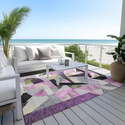 Jaelira Purple Washable Indoor-Outdoor Rug -- purple