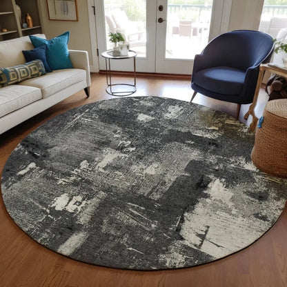 Aria Black Washable Indoor-Outdoor Rug-Outdoor Rugs-LOOMLAN Rugs-LOOMLAN