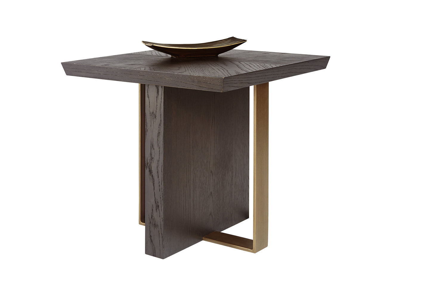 Lars Side Table With Antique Brass And Wood Finish