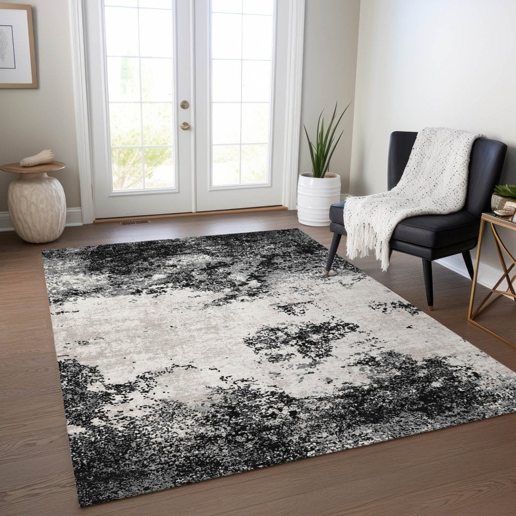 LOOMLAN Rugs Aera Black Washable Indoor-Outdoor Rug