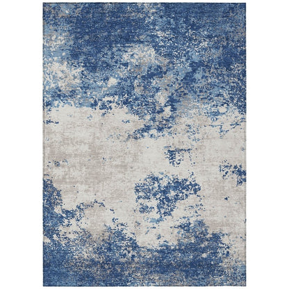 Aera Blue Washable Indoor - Outdoor Rug - LOOMLAN - LOOMLAN Rugs - Outdoor Rugs