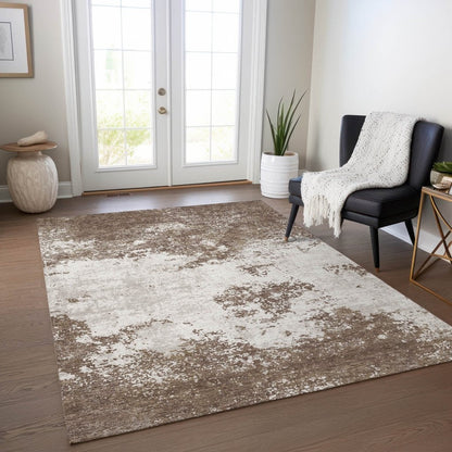 LOOMLAN Rugs Aera Brown Washable Indoor-Outdoor Rug