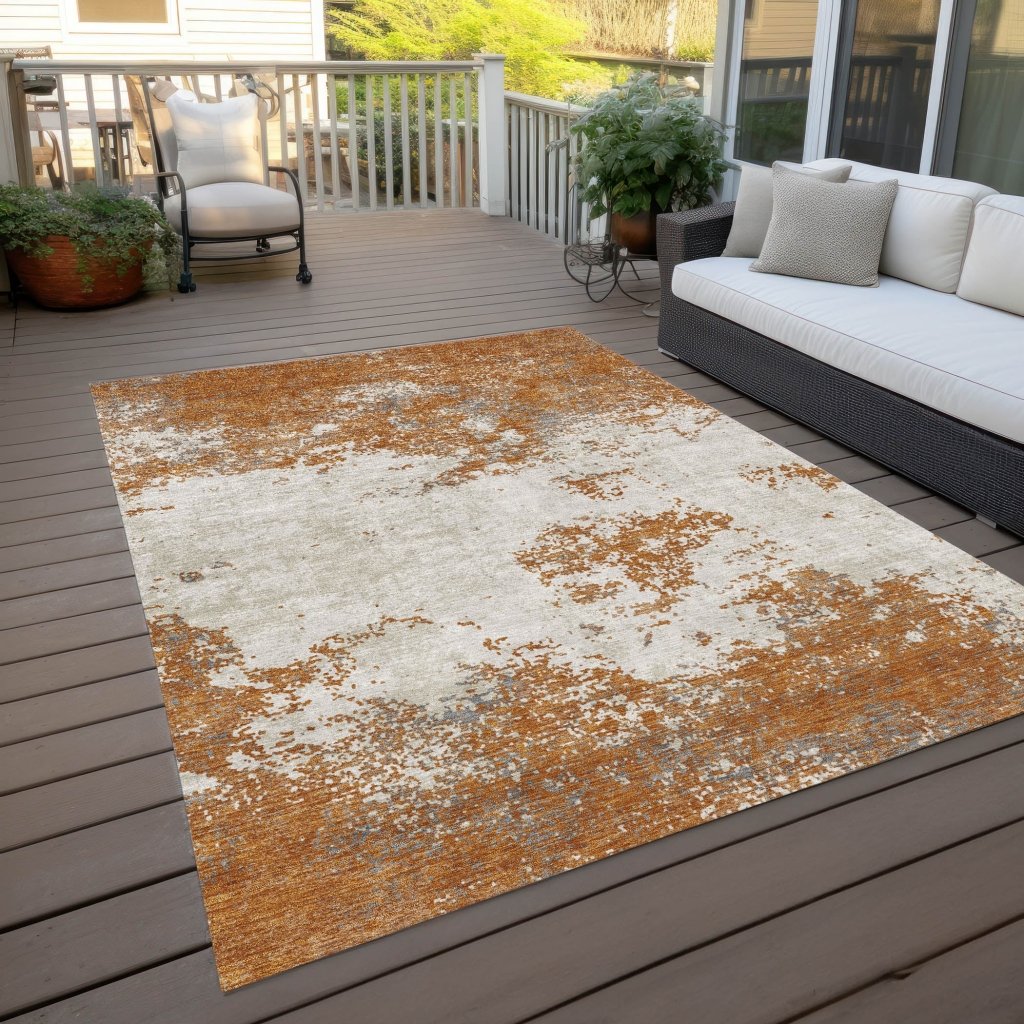 Aera Orange Washable Indoor - Outdoor Rug - LOOMLAN - LOOMLAN Rugs - Outdoor Rugs