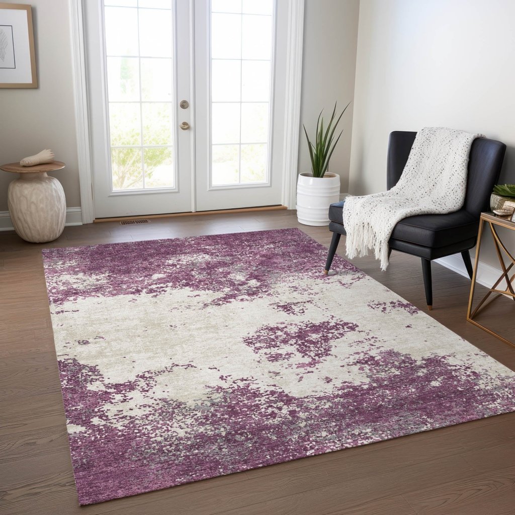 LOOMLAN Rugs Aera Purple Washable Indoor-Outdoor Rug
