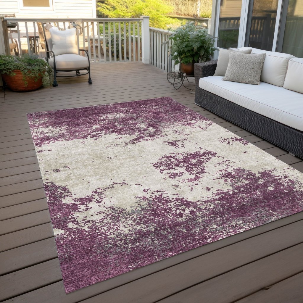 LOOMLAN Rugs Aera Purple Washable Indoor-Outdoor Rug