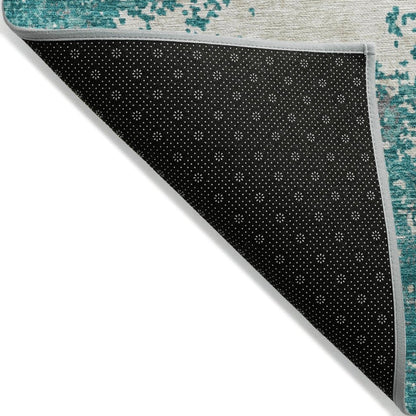 LOOMLAN Rugs Aera Teal Washable Indoor-Outdoor Rug