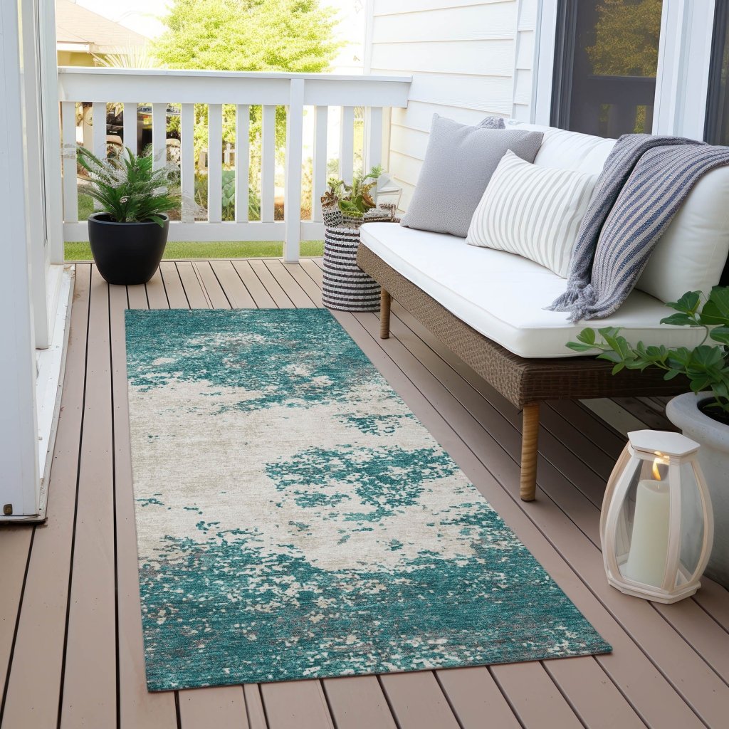 LOOMLAN Rugs Aera Teal Washable Indoor-Outdoor Rug