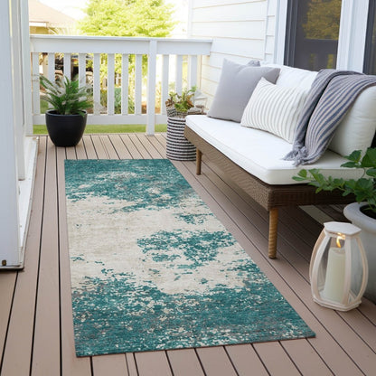 LOOMLAN Rugs Aera Teal Washable Indoor-Outdoor Rug