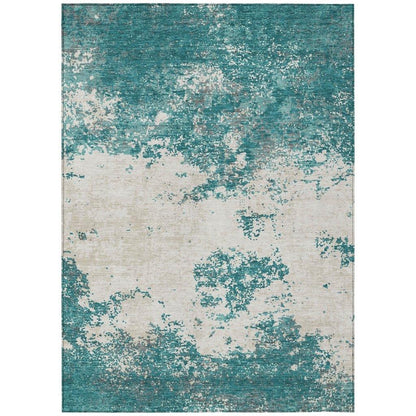 LOOMLAN Rugs Aera Teal Washable Indoor-Outdoor Rug