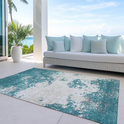 LOOMLAN Rugs Aera Teal Washable Indoor-Outdoor Rug