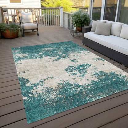 LOOMLAN Rugs Aera Teal Washable Indoor-Outdoor Rug