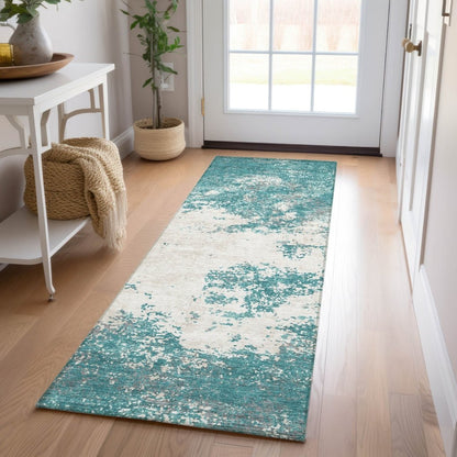 LOOMLAN Rugs Aera Teal Washable Indoor-Outdoor Rug