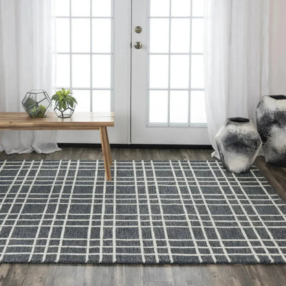 Cees Plaid Gray Living Room Rug -- gray