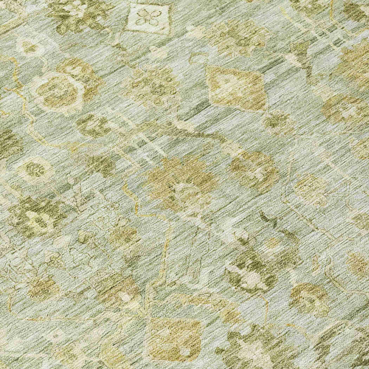 Laeel Green Washable Indoor-Outdoor Rug