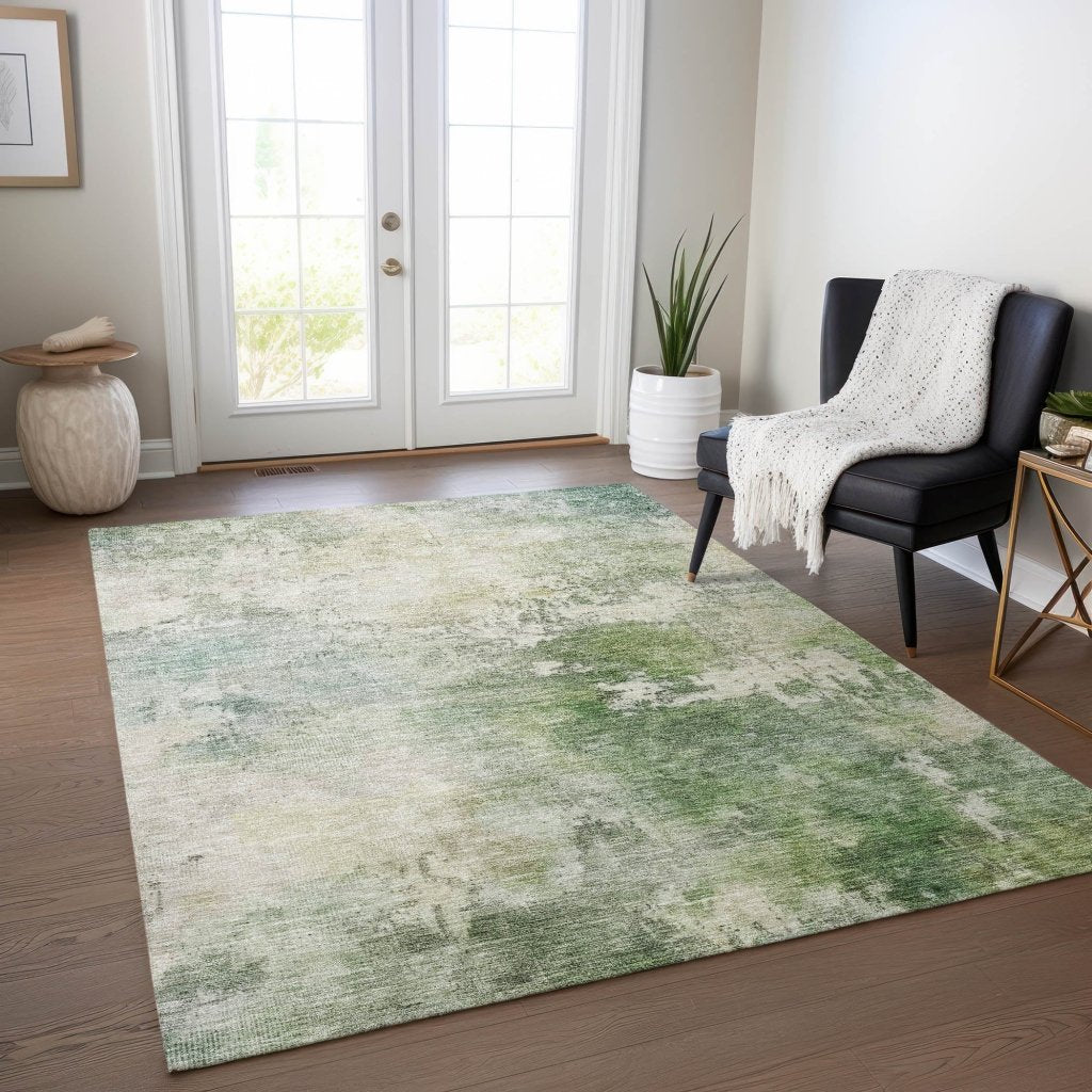 LOOMLAN Rugs Agatha Green Washable Indoor-Outdoor Rug