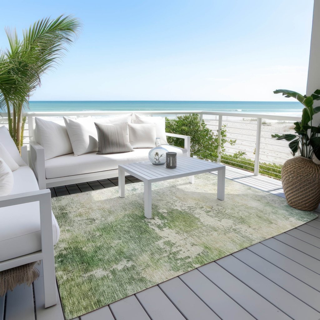 LOOMLAN Rugs Agatha Green Washable Indoor-Outdoor Rug