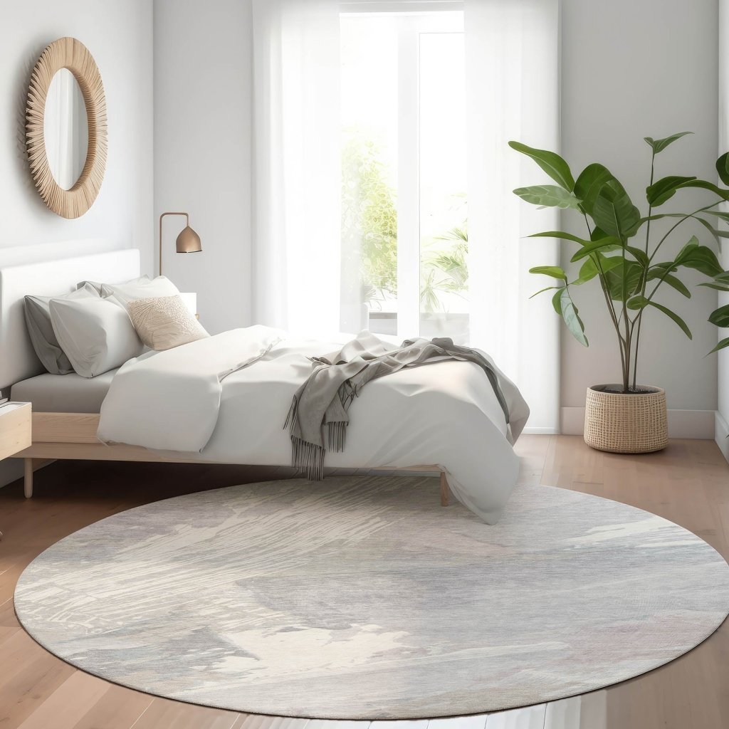 LOOMLAN Rugs Ahmira Ivory Washable Indoor-Outdoor Rug