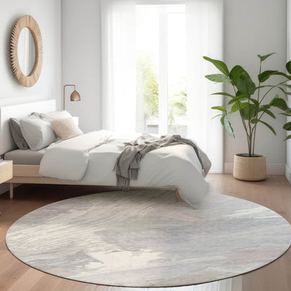 LOOMLAN Rugs Ahmira Ivory Washable Indoor-Outdoor Rug
