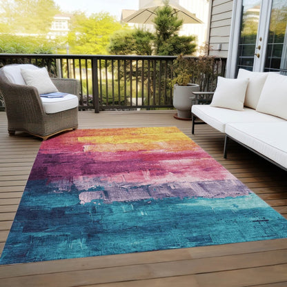 LOOMLAN Rugs Alderra Red Washable Indoor-Outdoor Rug
