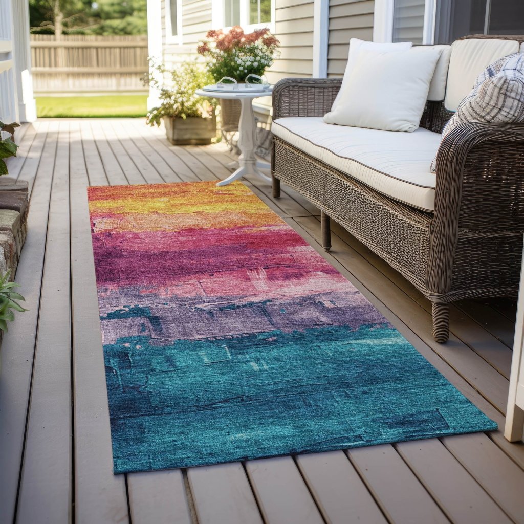 LOOMLAN Rugs Alderra Red Washable Indoor-Outdoor Rug