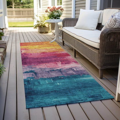 LOOMLAN Rugs Alderra Red Washable Indoor-Outdoor Rug