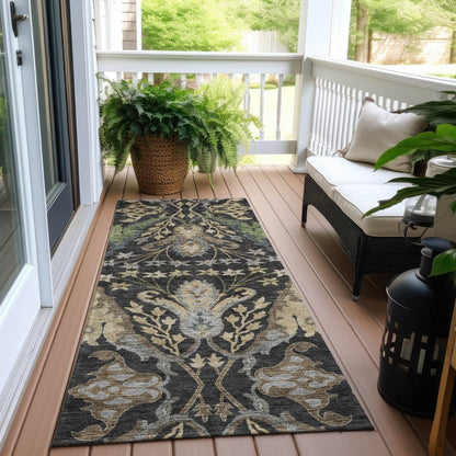 LOOMLAN Rugs Alfreda Black Washable Indoor-Outdoor Rug