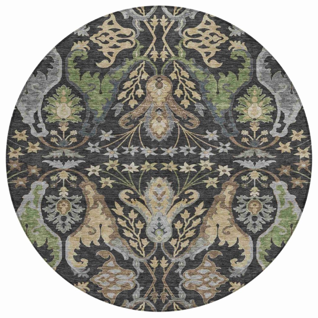 LOOMLAN Rugs Alfreda Black Washable Indoor-Outdoor Rug