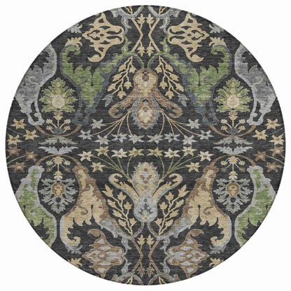LOOMLAN Rugs Alfreda Black Washable Indoor-Outdoor Rug