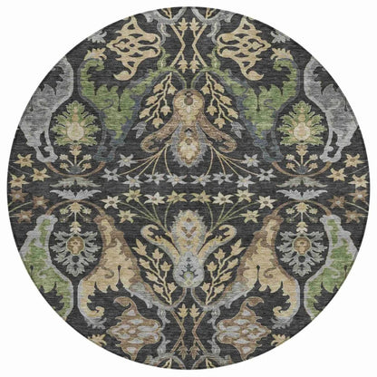 LOOMLAN Rugs Alfreda Black Washable Indoor-Outdoor Rug
