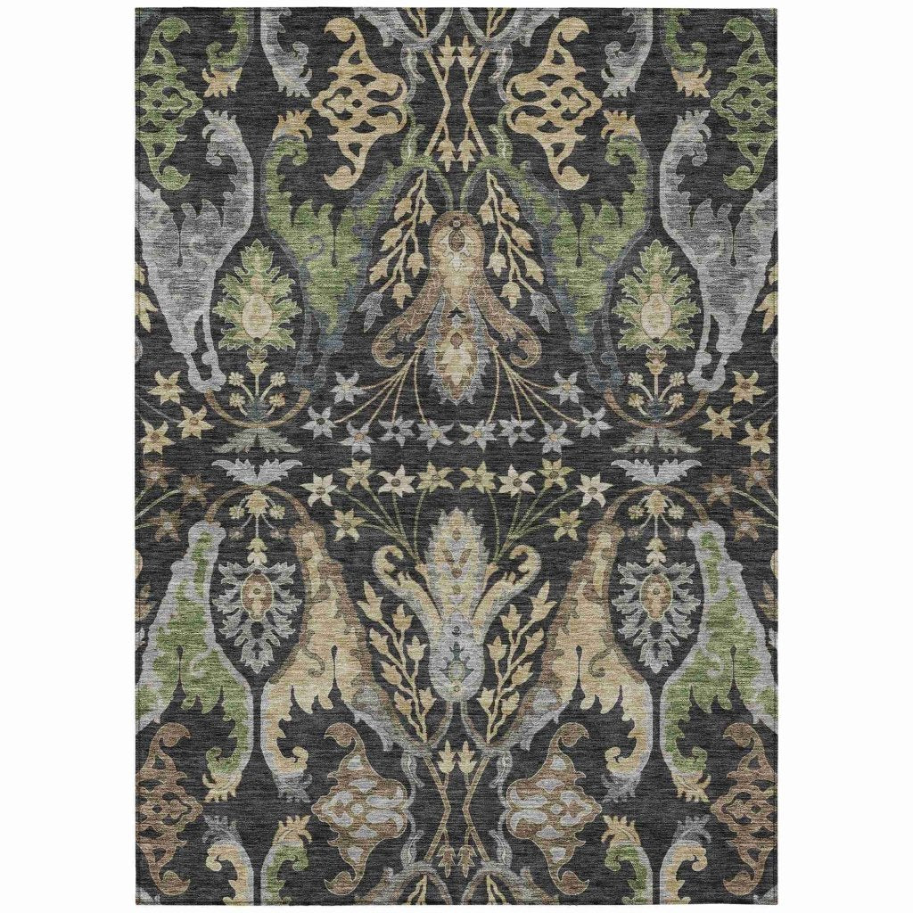 LOOMLAN Rugs Alfreda Black Washable Indoor-Outdoor Rug