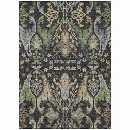 LOOMLAN Rugs Alfreda Black Washable Indoor-Outdoor Rug