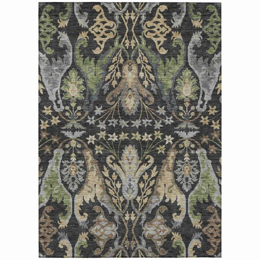 LOOMLAN Rugs Alfreda Black Washable Indoor-Outdoor Rug