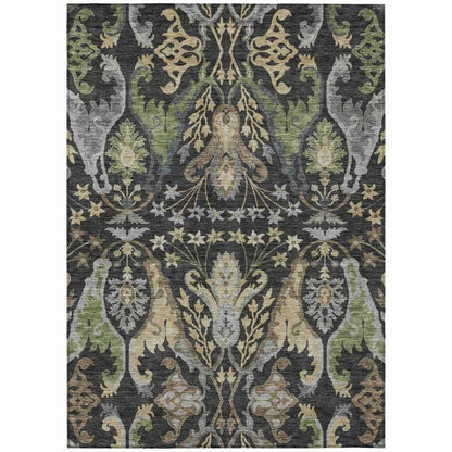 LOOMLAN Rugs Alfreda Black Washable Indoor-Outdoor Rug