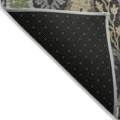 LOOMLAN Rugs Alfreda Black Washable Indoor-Outdoor Rug