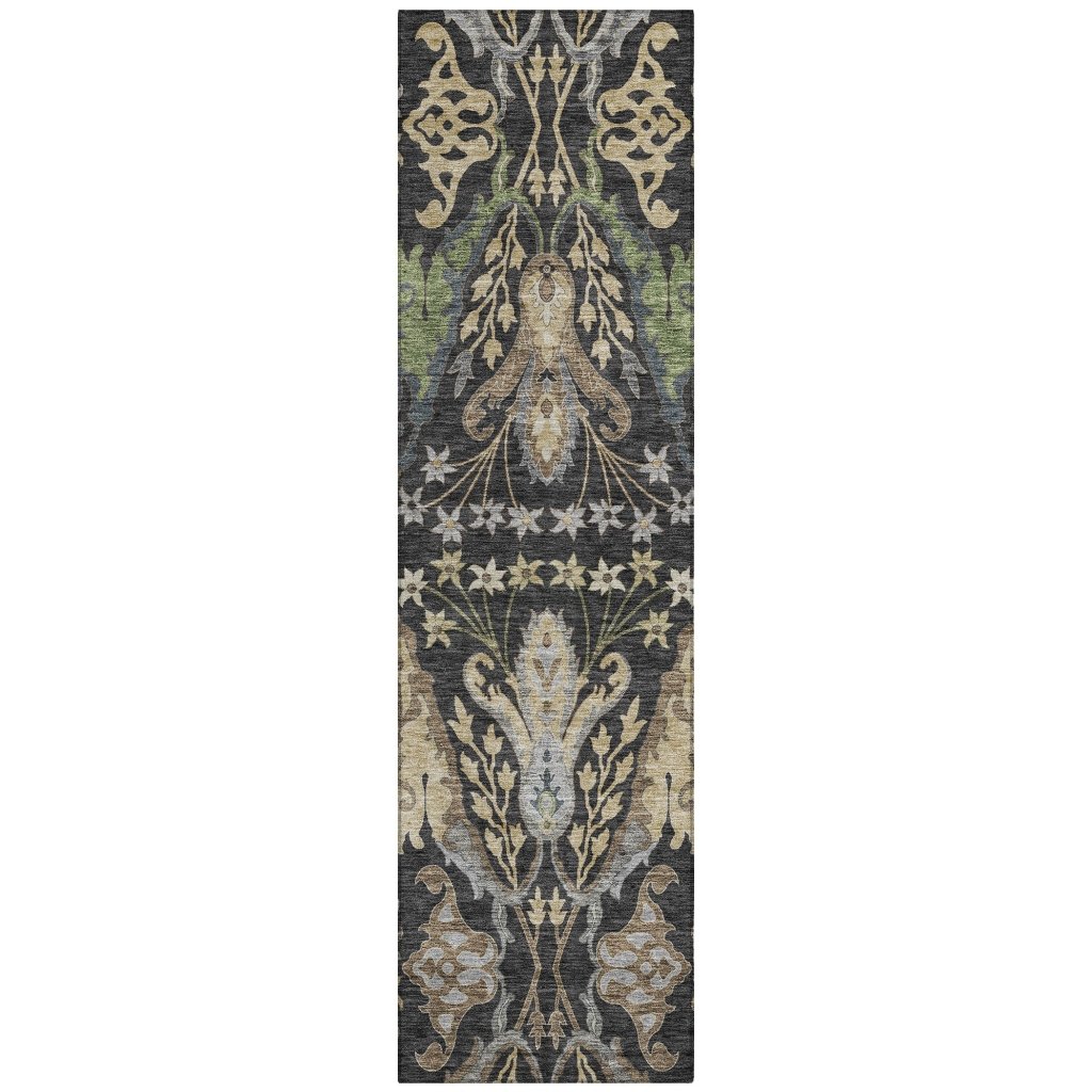 LOOMLAN Rugs Alfreda Black Washable Indoor-Outdoor Rug