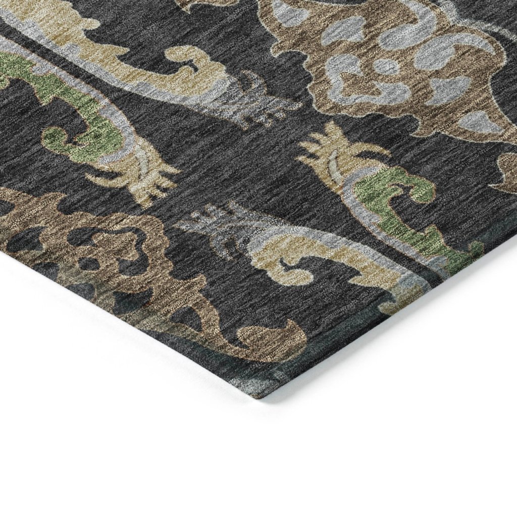 LOOMLAN Rugs Alfreda Black Washable Indoor-Outdoor Rug