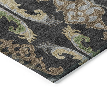 LOOMLAN Rugs Alfreda Black Washable Indoor-Outdoor Rug