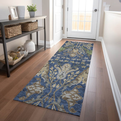 LOOMLAN Rugs Alfreda Blue Washable Indoor-Outdoor Rug