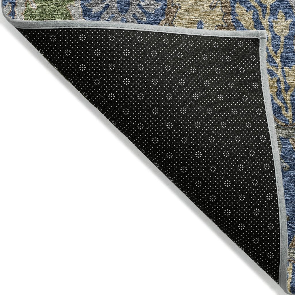 LOOMLAN Rugs Alfreda Blue Washable Indoor-Outdoor Rug