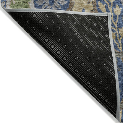 LOOMLAN Rugs Alfreda Blue Washable Indoor-Outdoor Rug