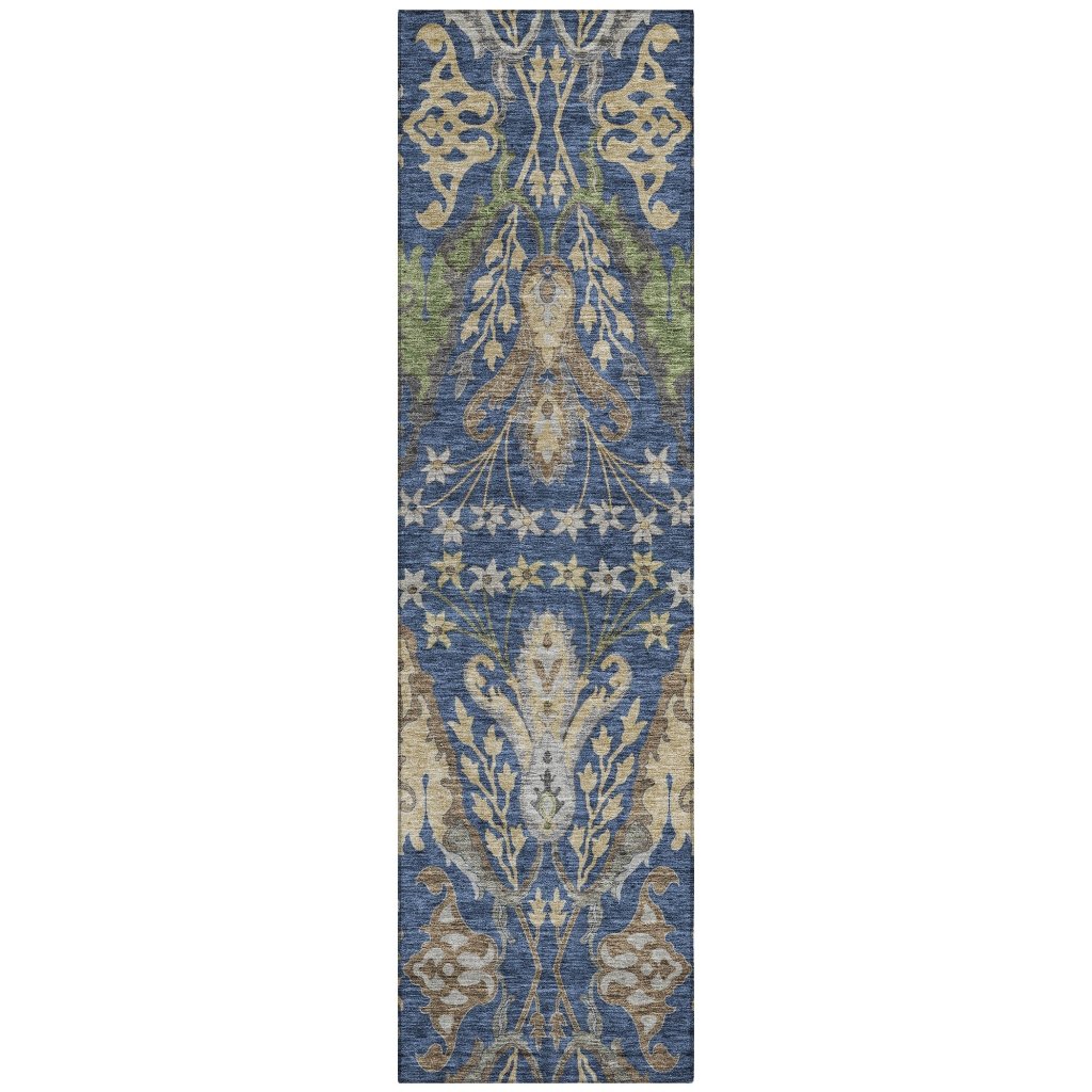 LOOMLAN Rugs Alfreda Blue Washable Indoor-Outdoor Rug