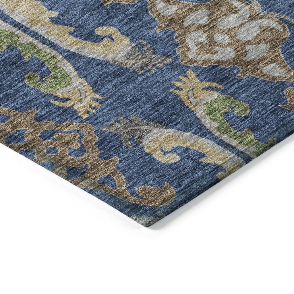 LOOMLAN Rugs Alfreda Blue Washable Indoor-Outdoor Rug