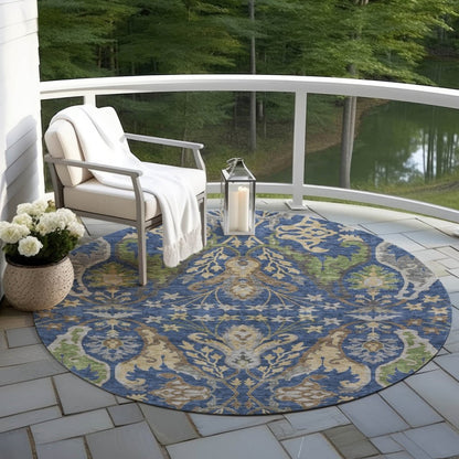 LOOMLAN Rugs Alfreda Blue Washable Indoor-Outdoor Rug