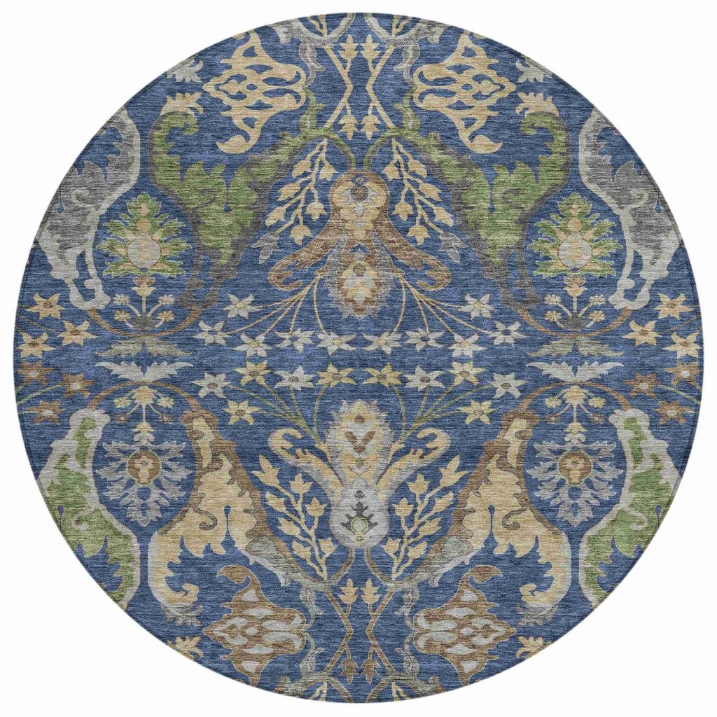 LOOMLAN Rugs Alfreda Blue Washable Indoor-Outdoor Rug