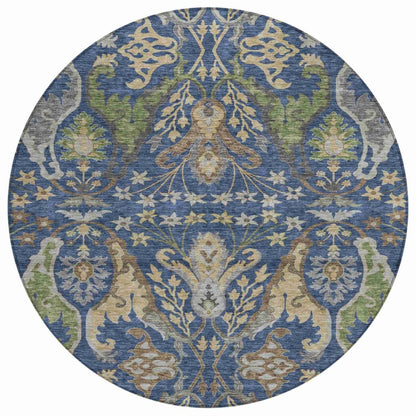 LOOMLAN Rugs Alfreda Blue Washable Indoor-Outdoor Rug
