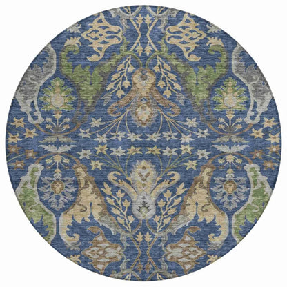 LOOMLAN Rugs Alfreda Blue Washable Indoor-Outdoor Rug