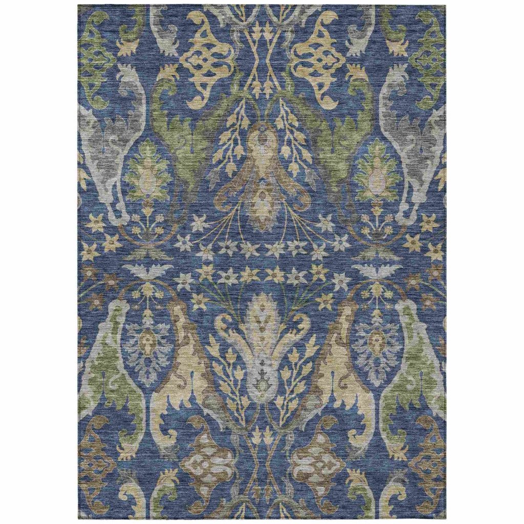 LOOMLAN Rugs Alfreda Blue Washable Indoor-Outdoor Rug